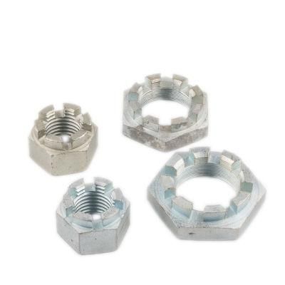 DIN935 Hexagon Slotted Nut with White Zinc Palted Cr3+ M12