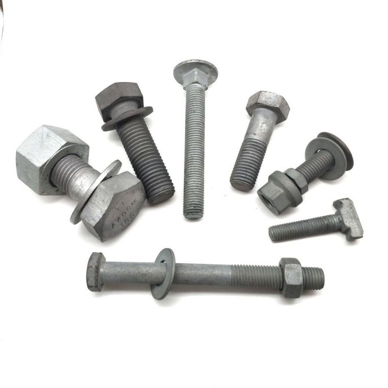 DIN960 Grade 6.8 8.8 M12 M20 HDG Electric Power Fitting Hex Bolt with Flat Washer and Hex Nut