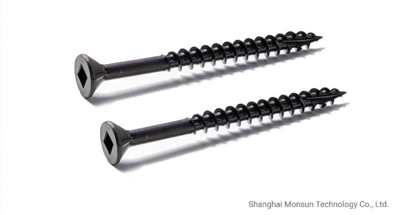 Black Oxide Square Drive Flat Head with Nibs Type 17 Point Particleboard Screws