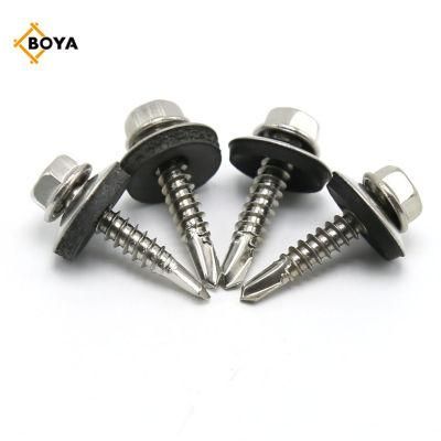 China Wholesale Galvanised Metal Hexagonal Head Tek Wood Stainless Steel Hex Self Drilling Screw with EPDM Washers Roofing Screw