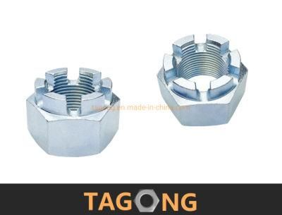 Zinc Plated Class8 M24 Hex Nuts Truck Nuts DIN935 Slotted Nuts