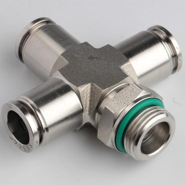 Pneumatic Male Cross Pipe SS316L Fittings G Thread