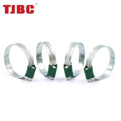 Non-Perforated Adjustable Worm Drive British Type Stainless Steel Hose Clamp with Color Head Tube Housing, Range 226--256mm