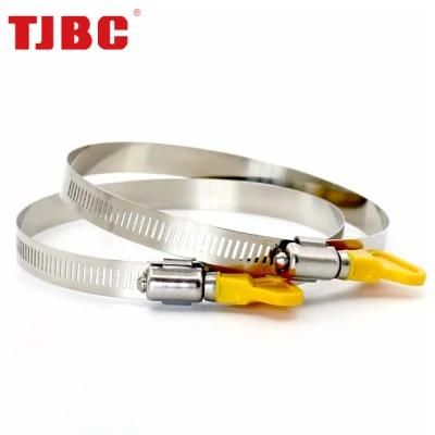 12.7mm Bandwidth Perforated Adjustable Worm Gear American Type Stainless Steel Hose Clamp with Handle, Water Pipe Clip, Gas Pipe Clamp, 14-27mm