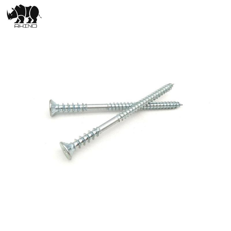 Torx Csk Head with 6 Ribs, Knurled Neck, Double Thread, Galvanized, Chipboard Screw
