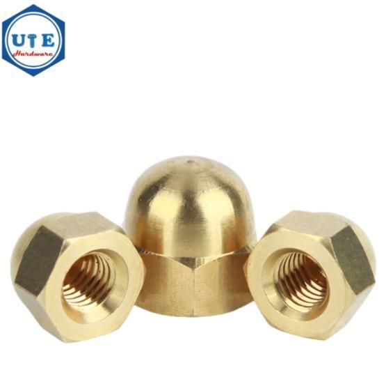 Hardware Fasteners Manufacture Copper Yellow Brass Hex Dome Nuts DIN1587 Standard