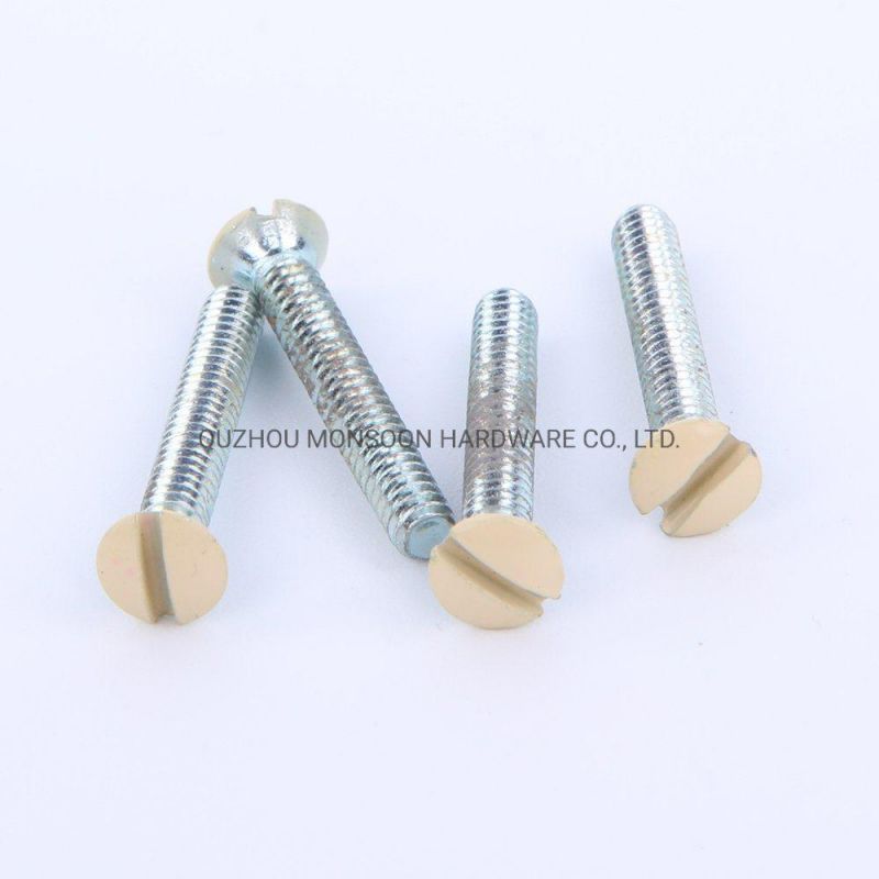 Slotted Round Head Wall Plate Screws Machine Screw with Powder Coated on Head