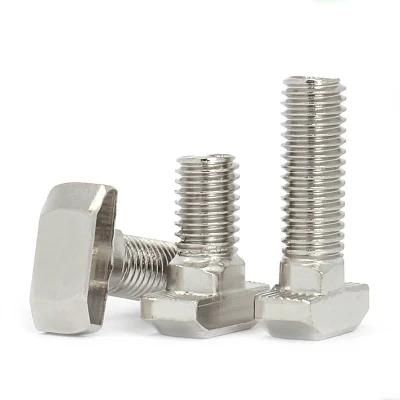 Stainless Steel 316 T Slot Shaped Nut Track Bolt for Aluminum Profile Square Head T Bolt