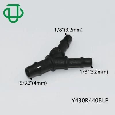 Black PP 5/32X1/8X5/32inch 4X3.2X4mm Easy Assembly Hose Barb Wye Joint Y Shape Pipe Fitting Water Air Hose 3 Ways Equal Barb Tube Connectors