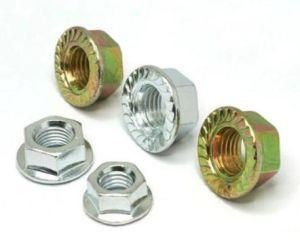 DIN6923 Yellow Plated and White Zinc or Hot Palte Hex Flange Cap Serrated Lock Nut