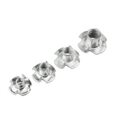 Four Claws Shaped White Zinc Plated Carbon Steel Insert Nut GB6177-86