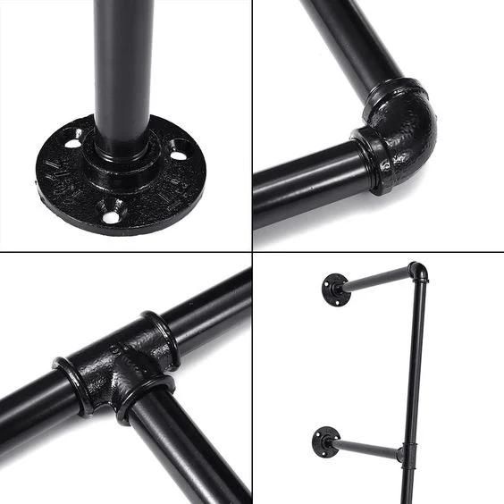 3/4inch Black Malleable Iron Threaded Floor Flanges with 4 Bolt Holes for Stair Rail