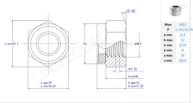 DIN 985 / ISO 10511 A4-70 Hex Lock Nut M4 M5 M16 M20