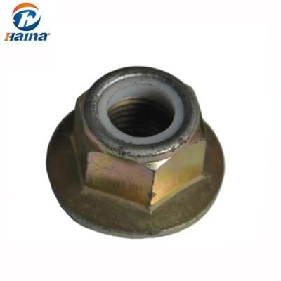 Color Zinc Plated Flange Nylon Insert Lock Nuts, High Strength Nylon Insert Lock Flange Nuts, Hexagon Head Nylon Insert Flange Nuts