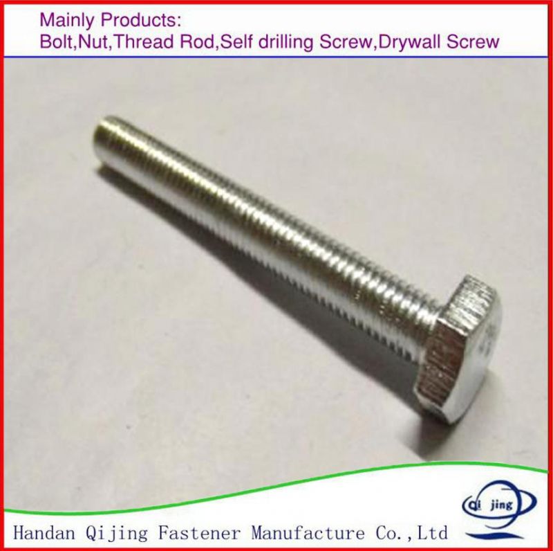 Carbon Steel, Stainless Steel Grade 4.8 8.8, 10.9, 12.9 Plain Finish Zp DIN933/931, ASTM A29m/a 193, A325 Hex Head, Round Head, Hex Socket Head Bolt with Nut