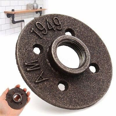Industrial Style 3/4 Inch Retro Antique Vintage Old Black Malleable Iron Floor Flange for Home Pipe Furniture