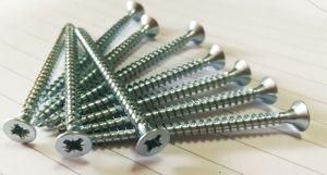 DIN7505 Yellow or Blur White Zinc Double Countersunk Head Harden Chipboard Screw