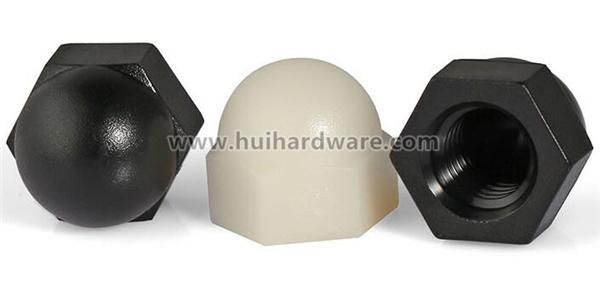 Black/White Domed Nylon Cap Nut Acorn Nut