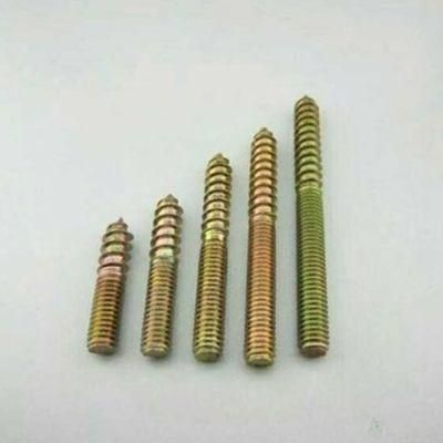 China Wholesale Furniture Hardware Fastener Wood Double Head with Pointed Screw Stud Hanger Hardware Bolts for Precision Machine