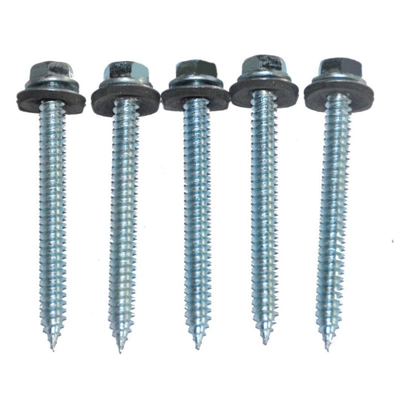 Factory Indented Hex Head Self Drilling Screw Silver Plated Steel with Nylon Round Blue Anodized Inch Zinc Plated Flat ISO