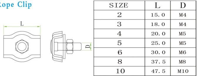 304 316 Stainless Steel Single Wire Rope Clip