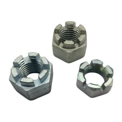 DIN935 Hex Castle Nut with White Zinc Plated Cr3+ M12