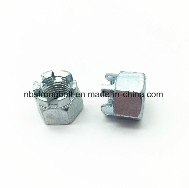 DIN935 Hex Castle Nut with White Zinc Plated Cr3+ M12