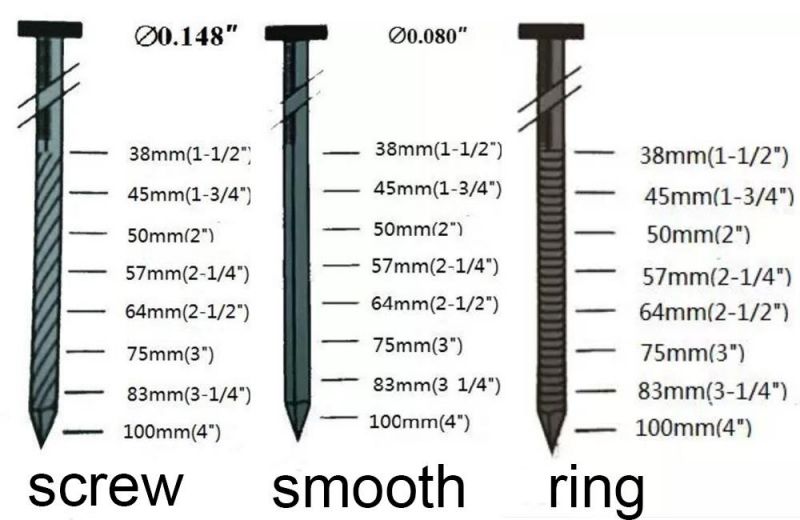 Blue Screw Shank Blunt-Chisel Point Coil Nail