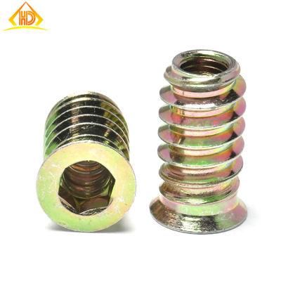 M6 M8 Carbon Steel Insert Nut Zinc Plated Csk Head Hex Socket Flange Insert Nuts for Wood