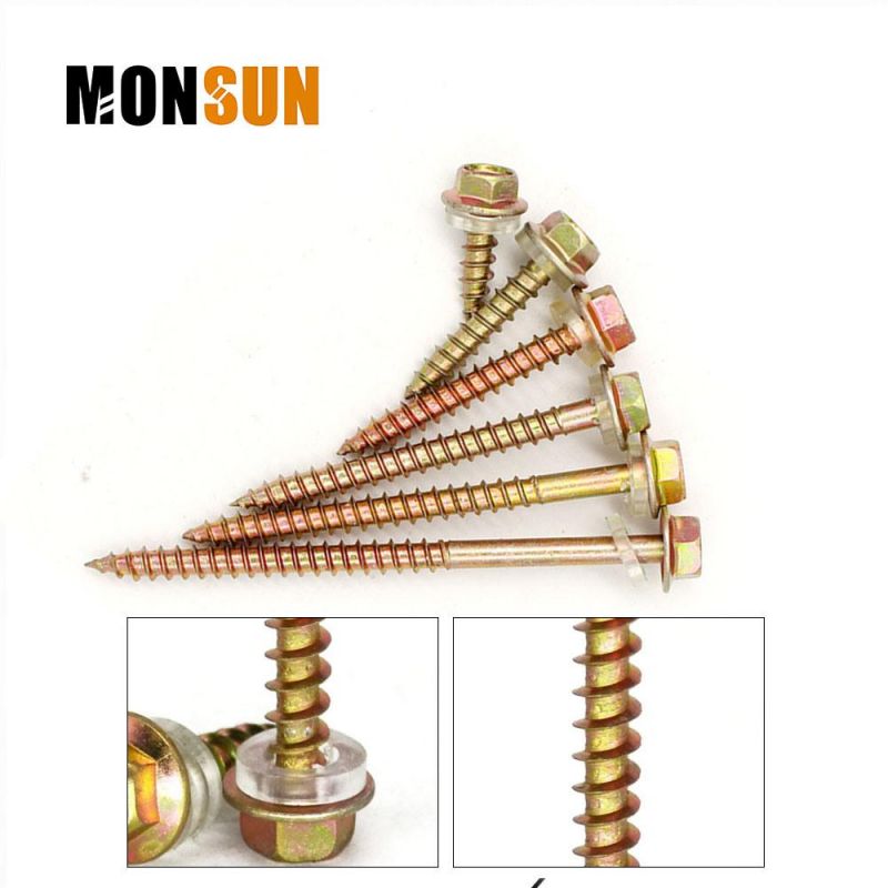 Zinc Steel Hex Flange Head Self Tapping Roofing Screw with Round Cut EPDM Washer
