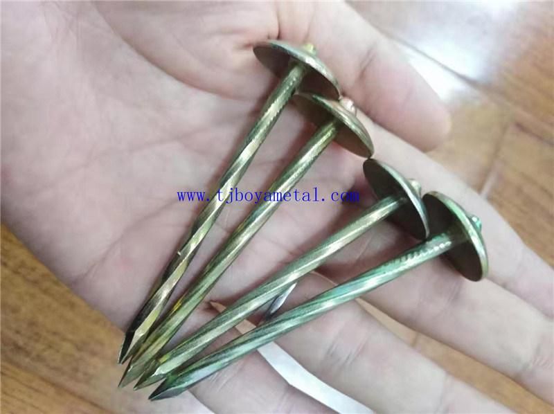 Construction Material Galvanized Shining Umbrella Head Color Roofing Nail