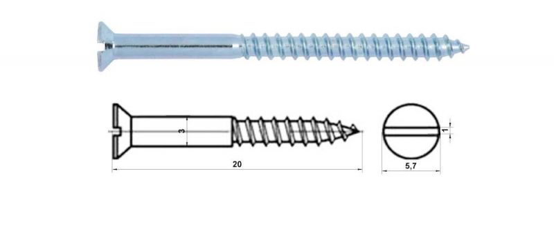 DIN 97 Slotted Countersunk Head Single Thread Wood Screw