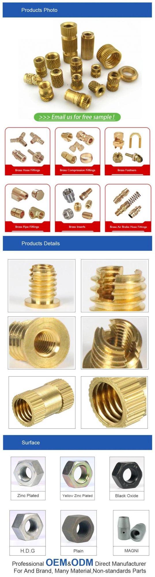 Press-in Inserts Brass Knurled Nuts