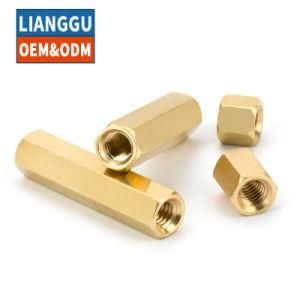 OEM ODM Brass Metric Hex Coupling Nuts Double Pass Copper Pillar Isolation Column