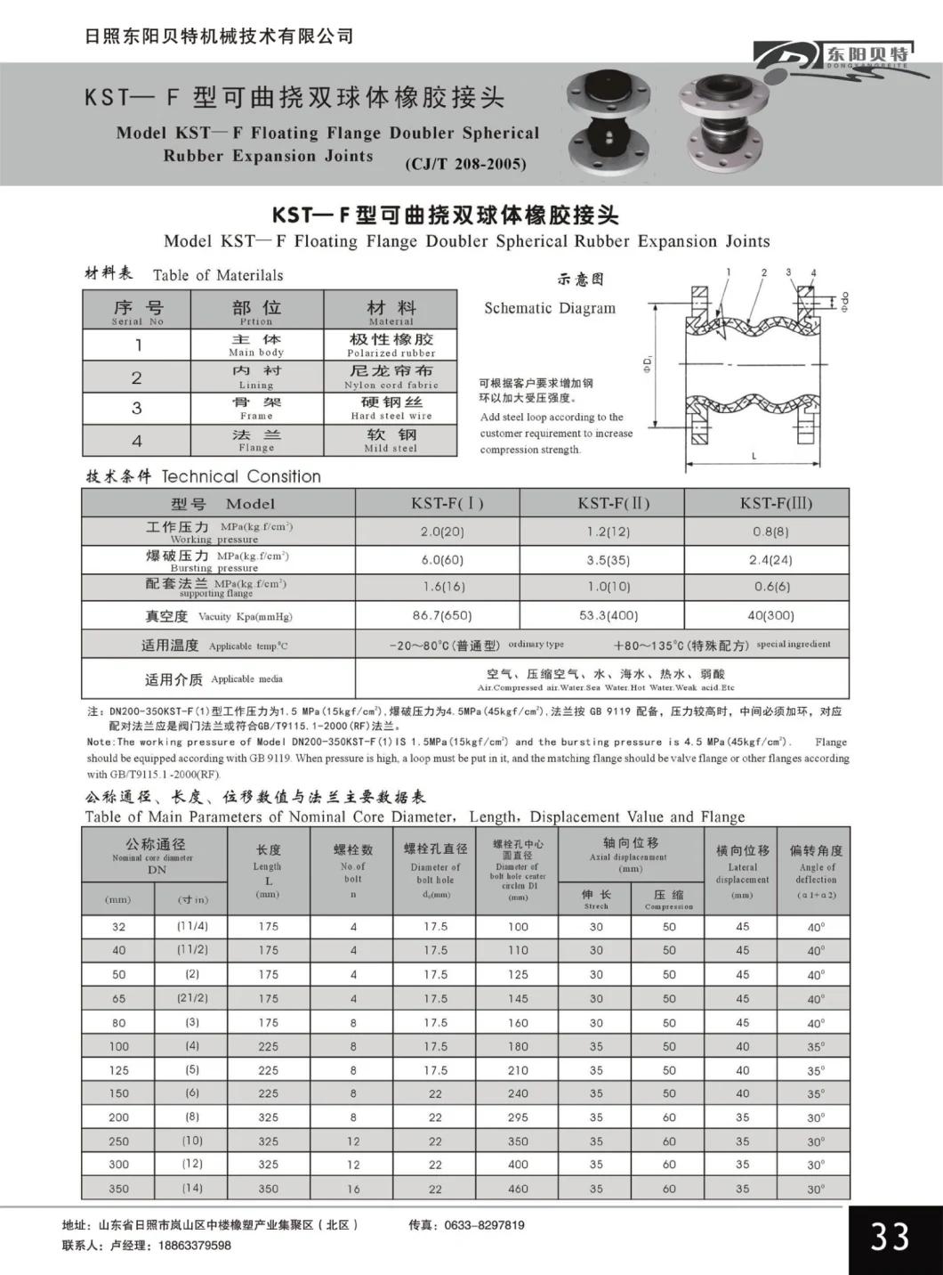 Floating Flange Doubler Spherical Rubber Expansion Joints