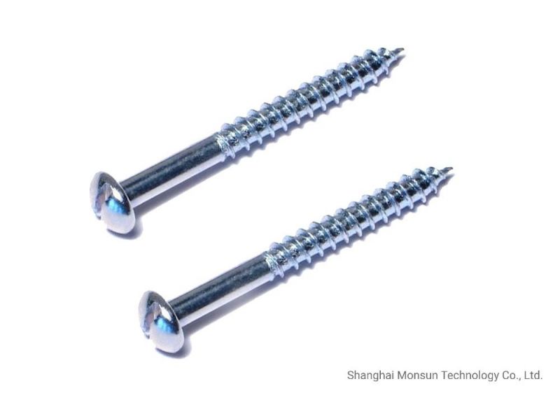 Zinc-Plated Steel Partially Threaded Slotted Decorative Rounded Head Wood Screws