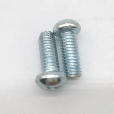 Blue White Zinc Cross Recessed Mushroom Head Machine Screw