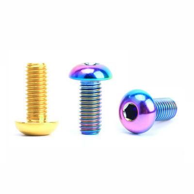 ISO7380 Rainbow Button Head Hex Drive Titanium Screws for Autobike