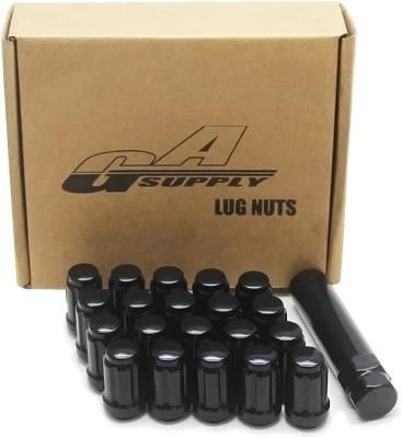 Black 1/2-20 Bulge Acorn 3/4&quot; 19mm Hex 1.38&quot; Tall Lug Nuts
