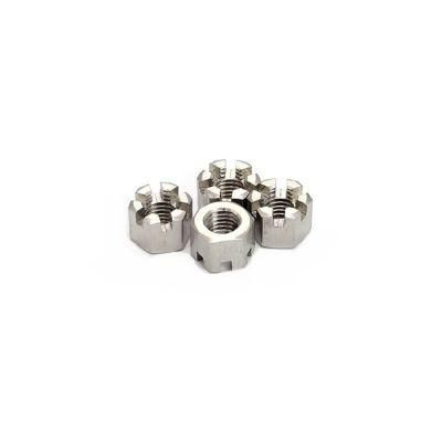 Stainless Steel M8 Hexagon Thin Slotted Nuts Castle Nuts