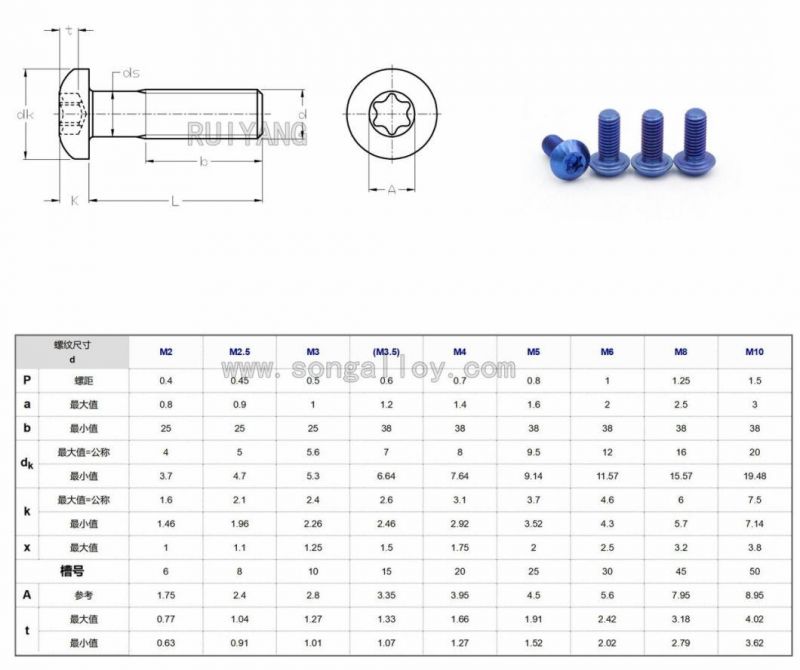 GB2672 Cap Head Screw Hexalobular Socket Pan Head Titanium Screw