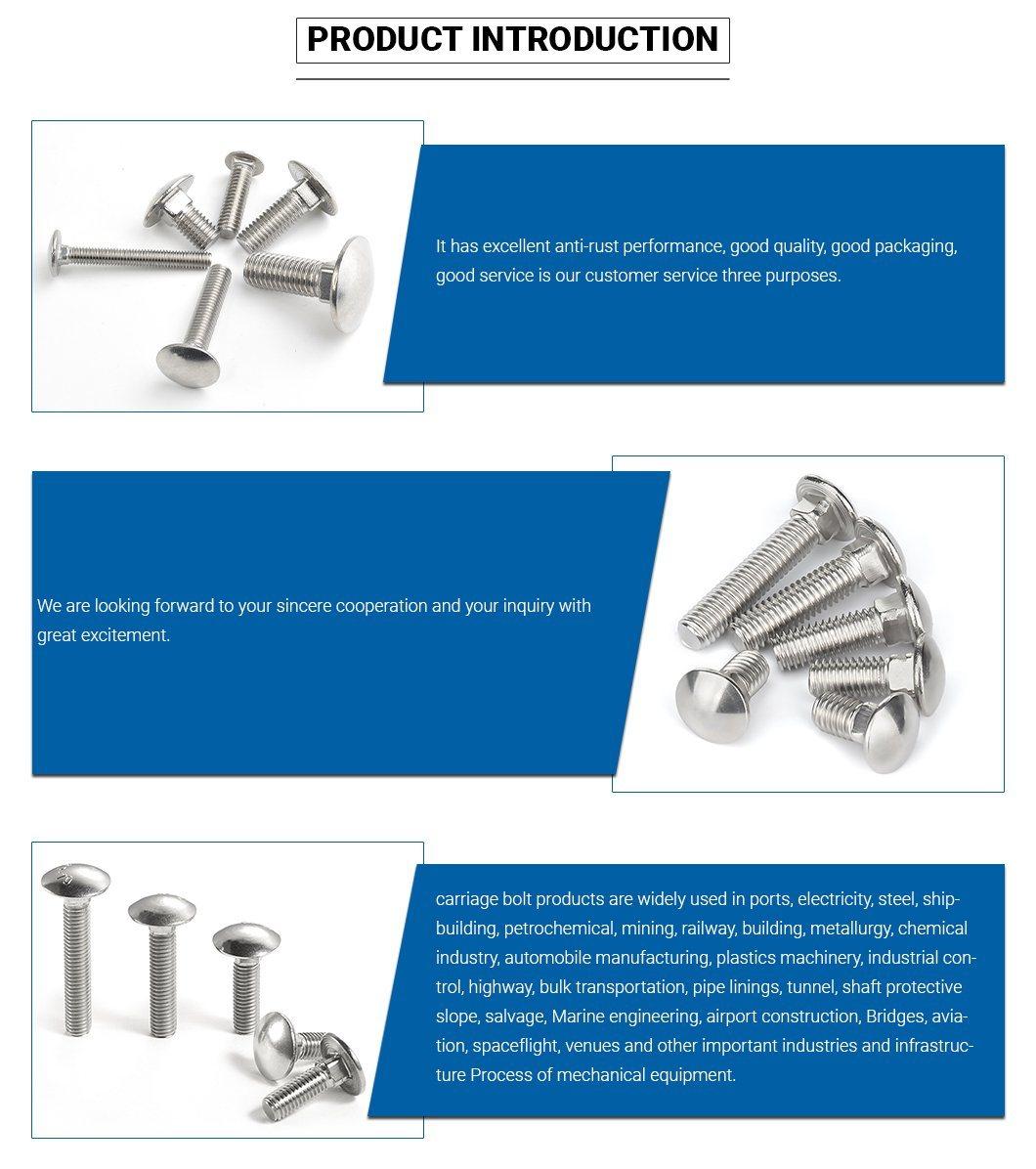 Stainless Steel 304 316 DIN603 Round Head Square Neck Carriage Bolt