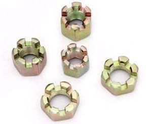 M42 High Quality DIN937 Zinc Yellow Plated or Black Hex Slotted Nut