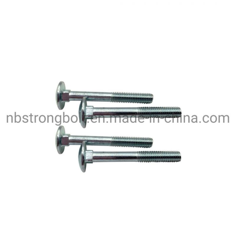DIN603 Mushroom Head Square Neck Bolt Cl. 4.8 with White Zinc Plated Half Thread