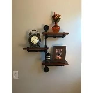 1/2" Cast Iron Pipe Fittings Like Floor Flanges Are Used in DIY Handmade Industrial Shelf Furniture
