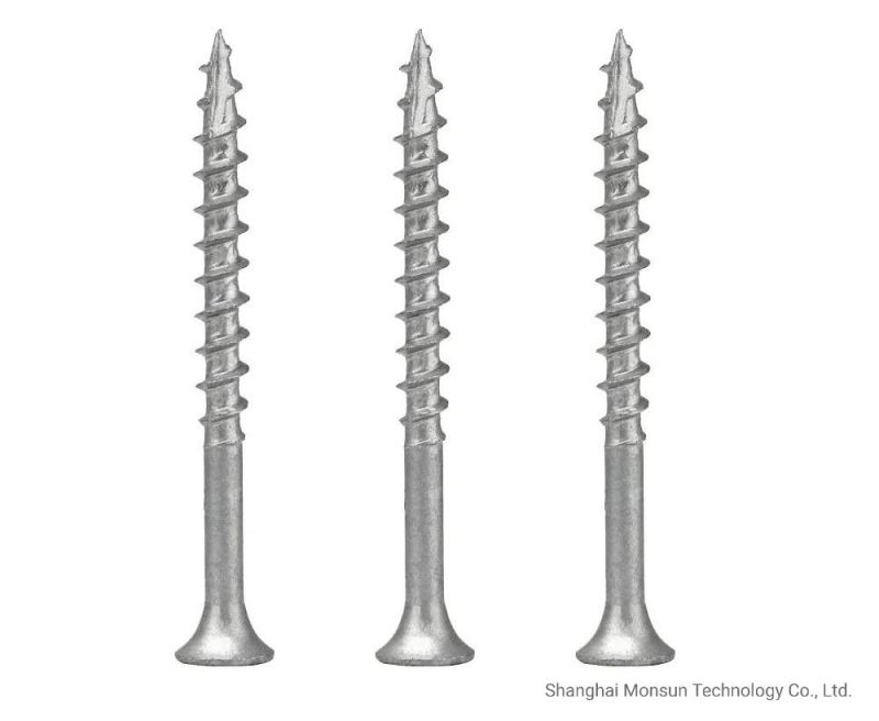 Bugle Head Square Drive Silver Dacromet Deck Screws for Softwood and Plastic-Wood Composites Fasten