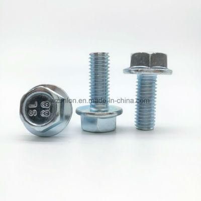 DIN6921 Carbon Steel Hex Bolt with Flange Blue-White Zinc