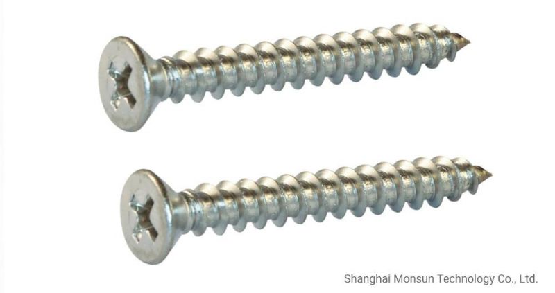 Cross Recess Flat Countersunk Head Phillips Drive Clear Zinc Plated Slef-Tapping Sheet Metal Screws