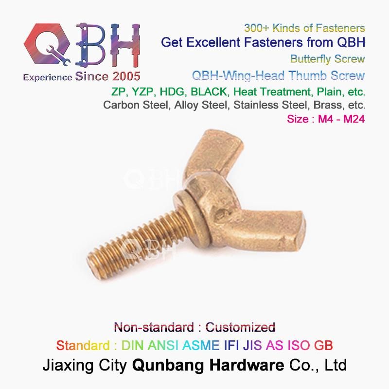 Qbh ODM OEM America Type Full Thread Carbon Stainless Steel Brass Copper Wing-Head Wing Butterfly Head Thumb Bolt Screws Price