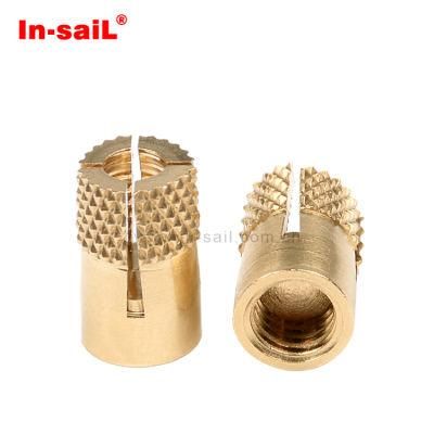 Brass Knurled Press Nut for Plastic